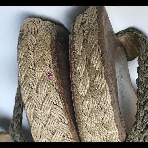 💥SOLD OUT💥Stuart Weitzman Alex Crochet Ankle Wrap espadrille sandal,10, khaki. - Picture 7 of 9